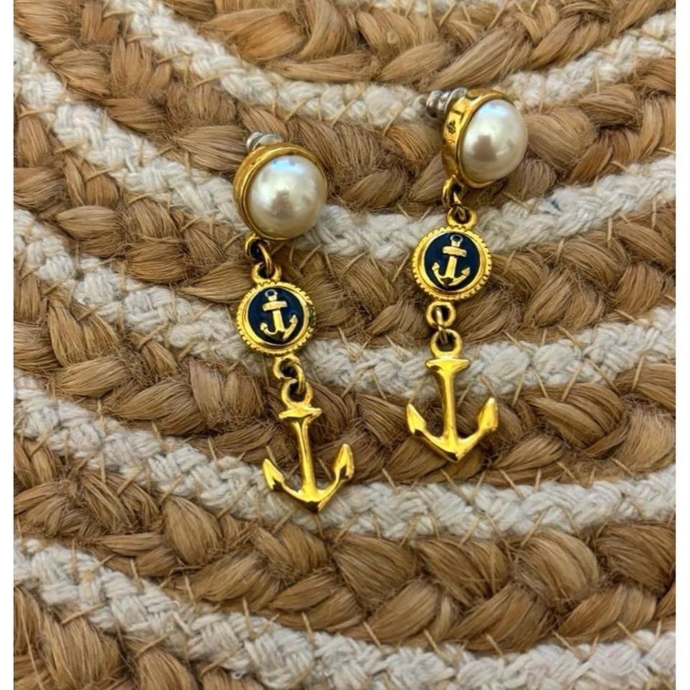 Vintage Marcella‎ Post back dangle nautical earrings.
